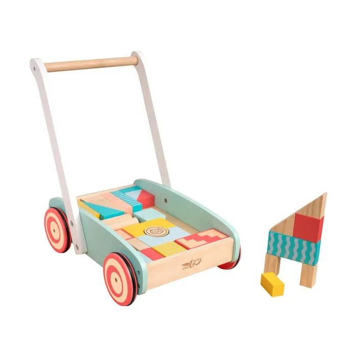 Chariot de marche - TP Toys - Avec cubes en bois FSC - Vert - 12 mois et plus - Mixte-0