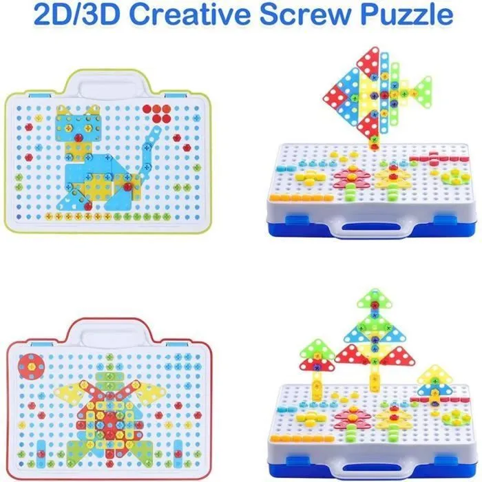 Jeu de construction - PIMPIMSKY - Mosaique Enfant 3D - 276 pièces - Perceuse électrique - Éducatif-3