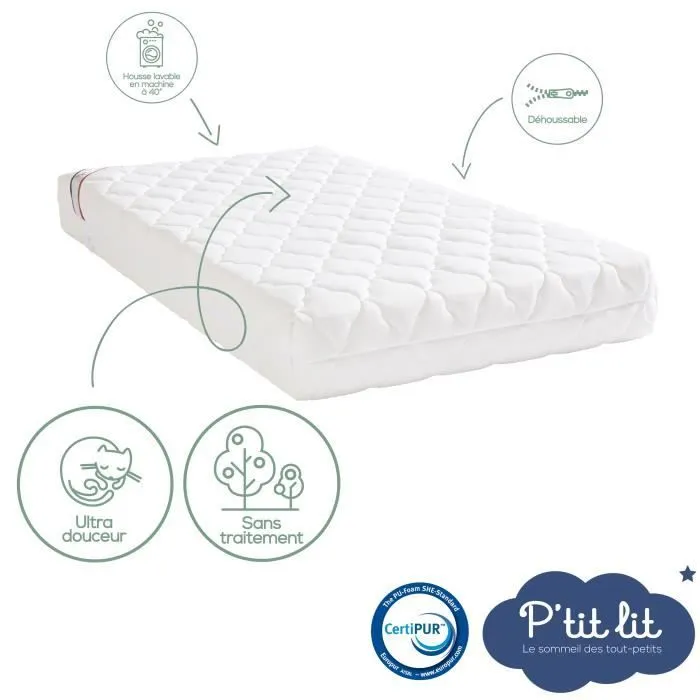 Matelas Bébé Bamboo - 60x120x10 cm - Viscose Douce - Déhoussable - Sans traitement chimique - Fabrication Française-2