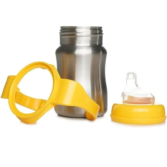 Tasse d'apprentissage - THERMOBABY - Inox - 180 ml - Jaune Mangue - Ergonomique et anti-fuites-5