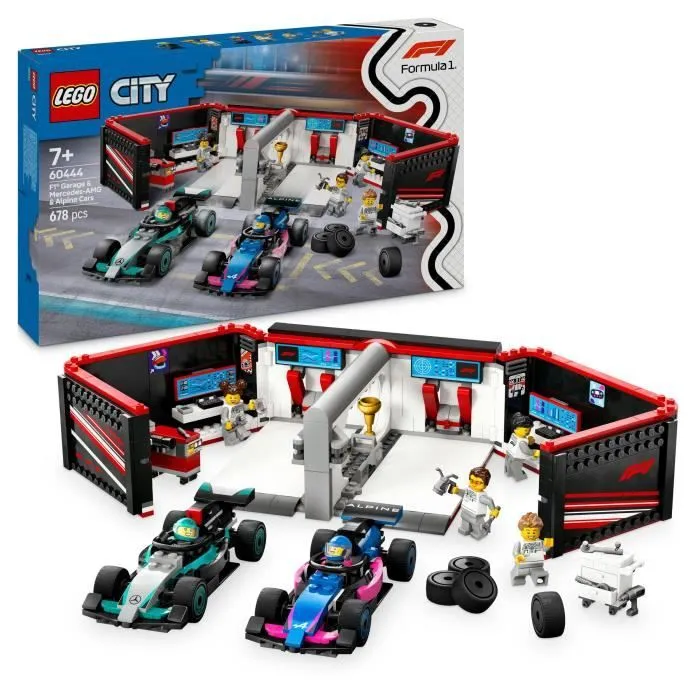 LEGO City 60444 Garage de F1 et voitures Mercedes-AMG et Alpine Jeu pour garçon dès 7 ans-0