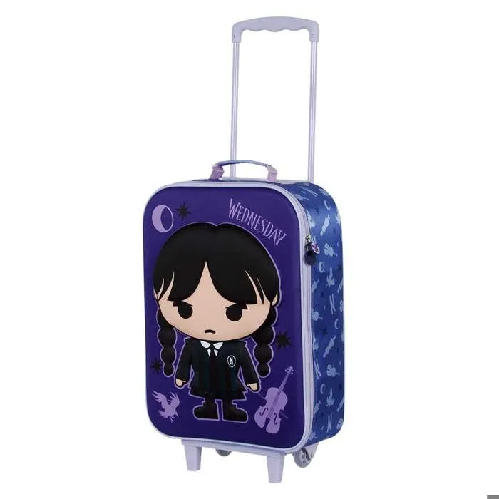 Valise Trolley Soft 3D - Mercredi Chibi - Lilas- Taille Unique-0