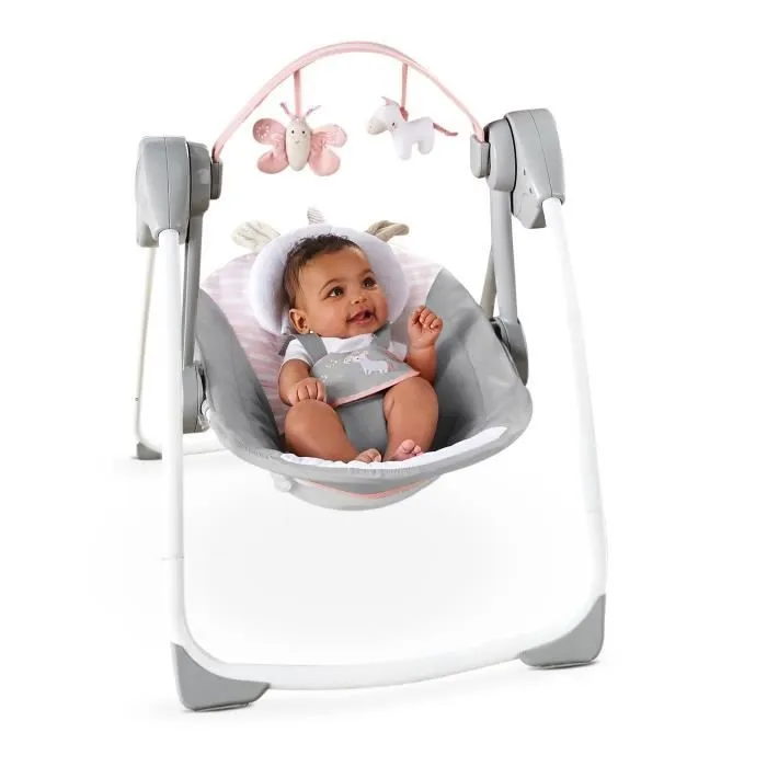 INGENUITY Transat bébé balancelle électrique pliable - Flora - Arche, jouets amovible, réglages balancement, minuterie, inclinaison-6