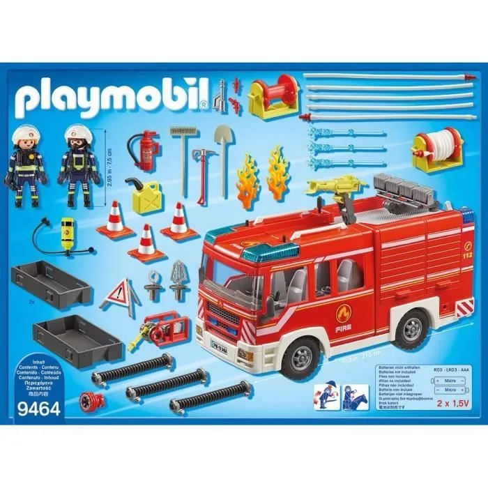 PLAYMOBIL 9464 Fourgon d'intervention des pompiers jaune avec canon à eau fonctionnel - City Action-2