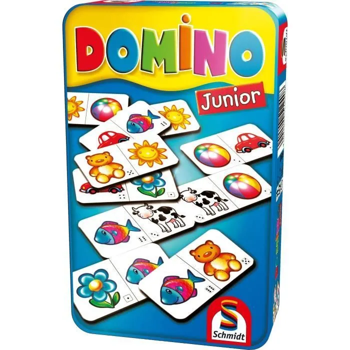 Domino Junior - Jeux de Société - SCHMIDT SPIELE - Initiez les enfants au plaisir du domino avec cette version adaptée !-0