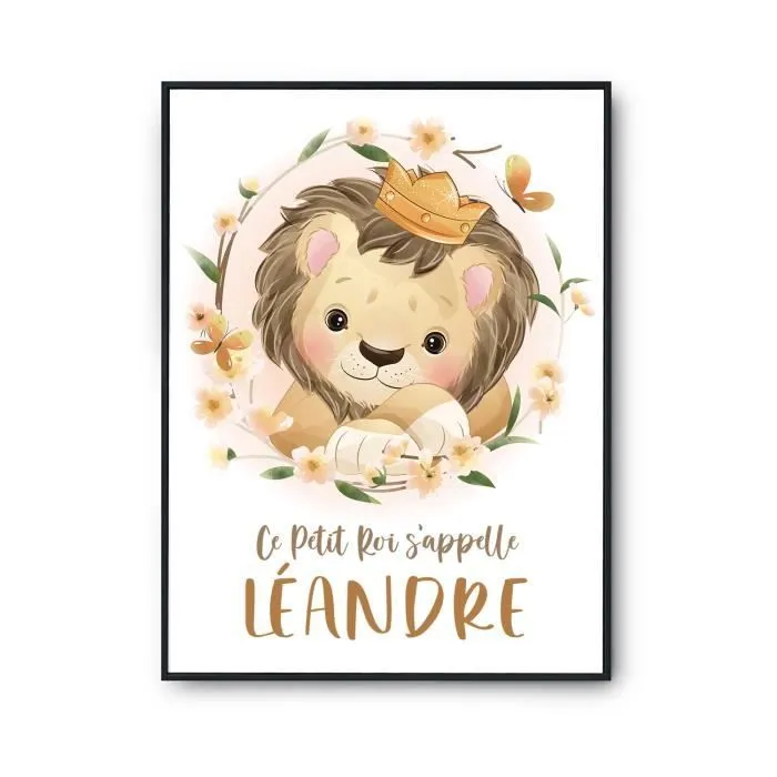 Affiche - Léandre - Lion Roi - 42 x 59.3 cm - Décoration murale - Qualité Premium-0