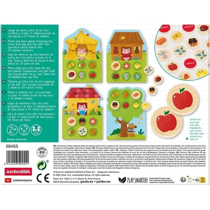 Jeu éducatif - GOULA - Memo et loto les 3 petits cochons - Enfant - Intérieur - Mixte-5