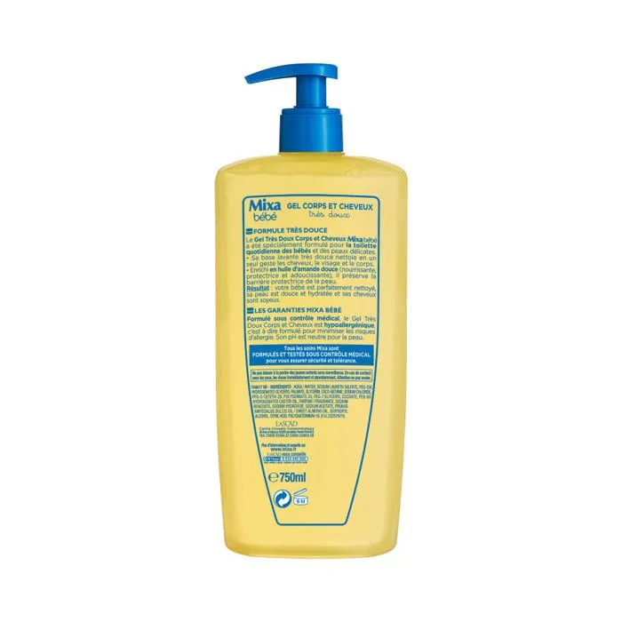 Lot de 6 - Mixa Bébé Gel très doux 2 en 1 corps et cheveux 750ml-2