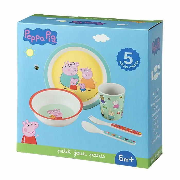 Coffret repas Peppa Pig Petit Jour Paris Multicolore - PETIT JOUR - Coffret repas - Jaune - Melamine - 6 mois-1