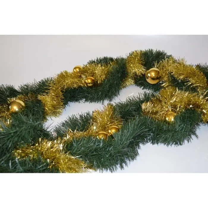Guirlande de Noël - 694354A - 2,60m - Vert sapin - Or - Classique-0