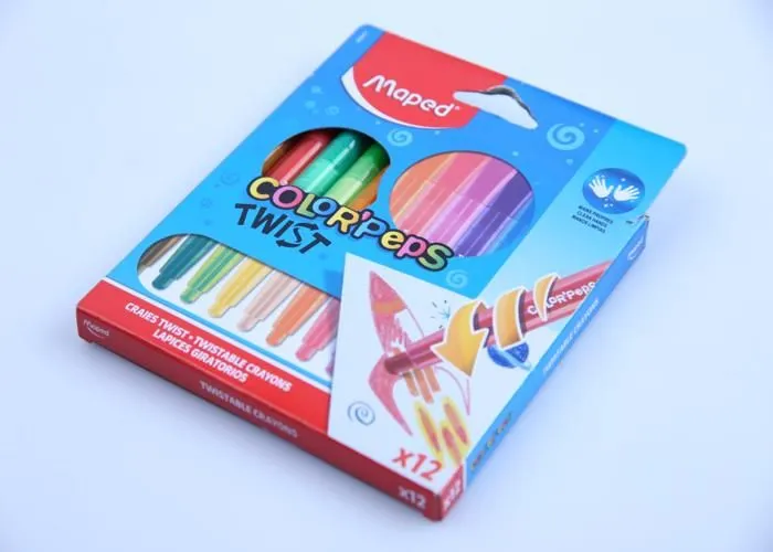 Crayon de cire - Color'Peps - Twist - 12 couleurs - Mine rétractable - Gaine en plastique-0