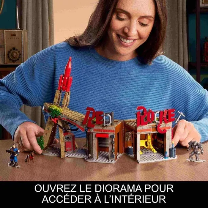 MEGA Coffret Relais Routier Red Rocket Fallout, 824 éléments, 2 Personnages articulés et Accessoires HXT00-3