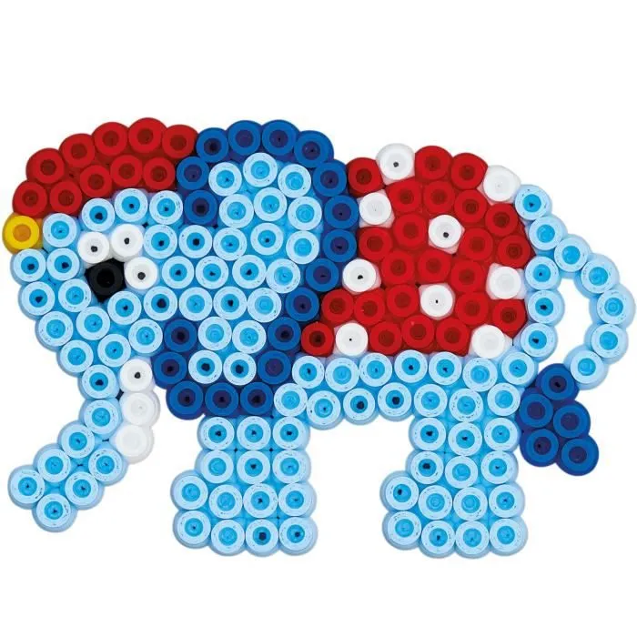 HAMA - Pot vert de 15000 perles à repasser taille MIDI et 3 plaques (Eléphant, Dinosaure et Hexagonale) - Loisirs créatifs-3