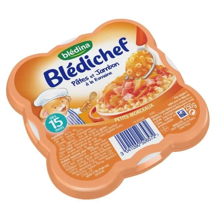 BLEDINA Blédichef Pâtes et jambon à la Romaine - 250 g - Dès 15 mois-1