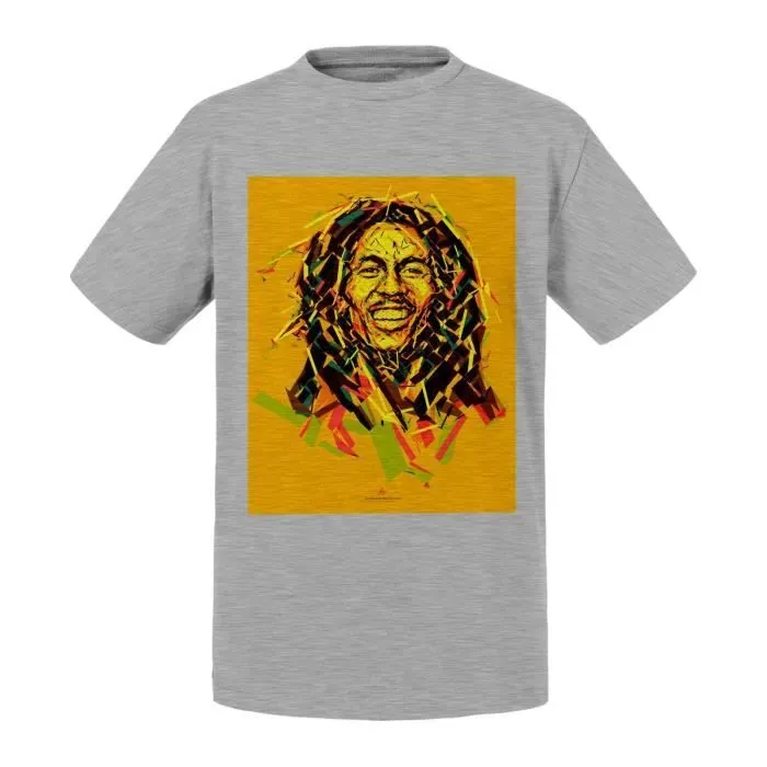 T-shirt Enfant Gris Bob Marley Hall Of Fame Art Star Reggae-0