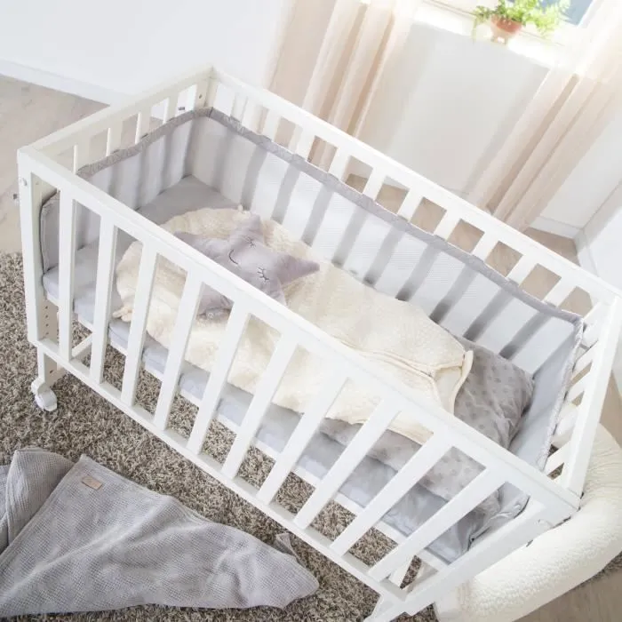 Berceau Cododo ROBA Style 3 en 1 avec barrière + matelas et tour de lit - Blanc-3