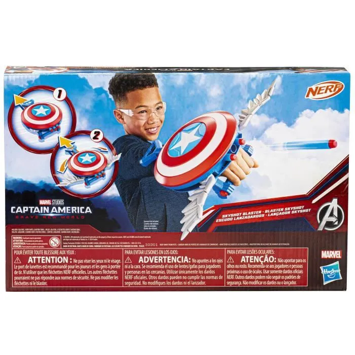 NERF Blaster Skyshot, bouclier pour déguisement, Marvel Studios Captain America Brave New World, Dès 5 ans-8