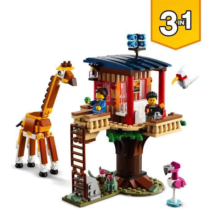 LEGO® Creator 3-en-1 31116 La Cabane dans l’Arbre du Safari, Jouet, Bateau, Avion et Figurines-1