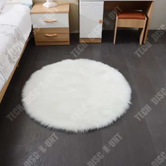 TD® Tapis Rond en Fausse Fourrure, comme véritable Laine Tapis, Man-Made Luxe Laine Tapis de Canapé Coussin Blanc 40*40cm-1