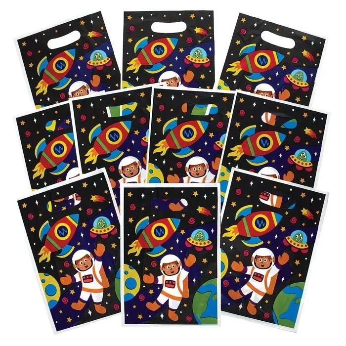 Baker ross - FX320 - Sacs Anniversaire Enfant motif Systeme Solaire - Lot de 10, Decoration Anniversaire Enfant ()-1