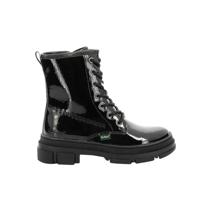 Bottillons - KICKERS - Kick Goji - Noir vernis - Polyuréthane - Enfant Fille-1