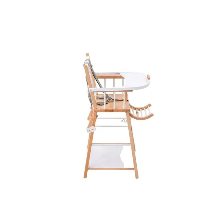 Combelle - Chaise haute bébé en bois Marcel bicolore blanc - 57x95 cm-1