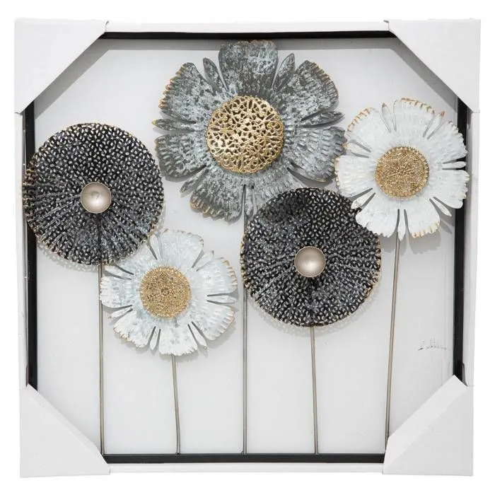Déco murale "Fleurs" - métal 50x50 cm - Multicolore - Atmosphera createur d'interieur-1
