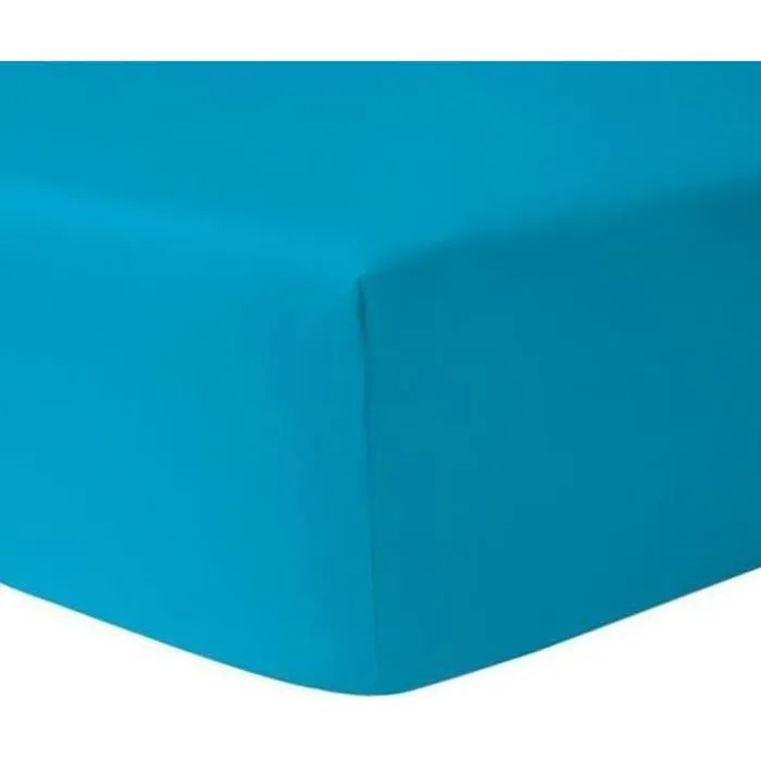 Drap housse Turquoise 90 x 190 cm 100 % coton + Protège Matelas Imperméable 90 x 190 cm - HOMEROKK-0