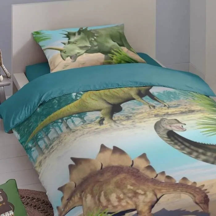 Housse de couette - Good Morning - Dino - 140x220 cm - 100% coton - Multicolore-3