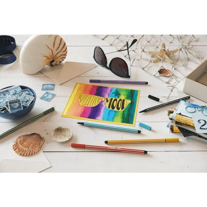 Feutre - STABILO - PEN 68 - Lot de 10 - Bleu clair - Mixte - À partir de 3 ans-3