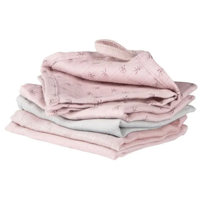 ROBA Lot de 5 Gants de Toilette Bébé "Lil Planet" 25 x 25 cm - Coton Bio - Rose/gris-0