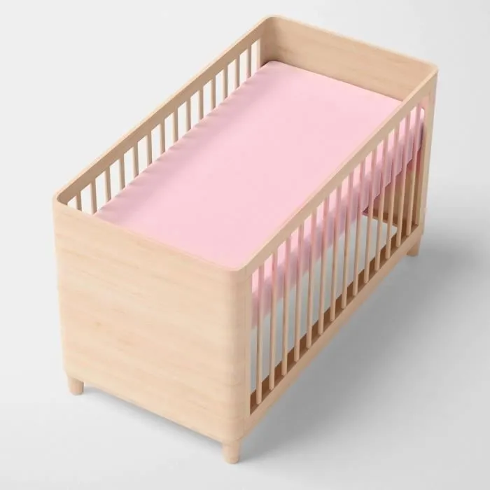 Drap-housse - BASIC - 70x140 - Rose pâle - Coton naturel - Lavable en machine-3