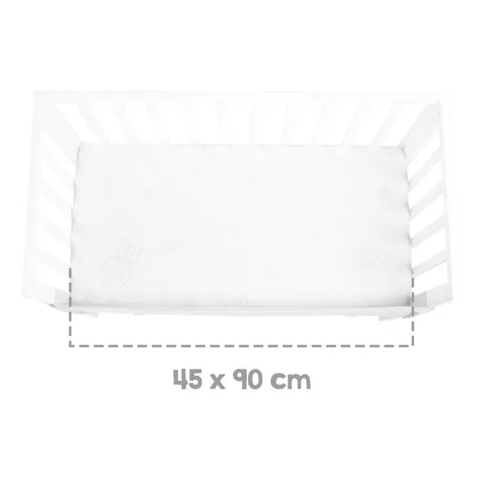 ROBA Berceau Cododo 2en1 Réglable "safe asleep®" 90 x 45 cm + Matelas + Barrière en Toile et Pourtour en Maille - Bois Laqué Blanc-5