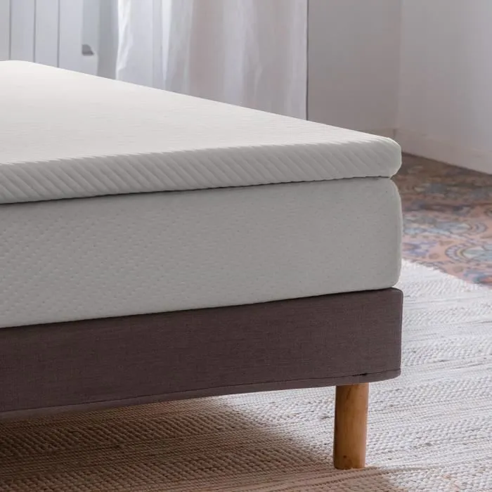 Surmatelas - HYPNIA - Bambou - 140 x 190 cm - Ferme - 8 cm Mémoire de forme-3