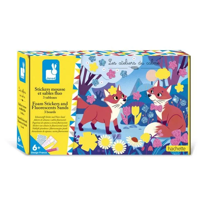 Jeu créatif Janod Stickers mousse et sables fluo-0