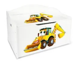 Coffre XL à jouets en bois motif: L'excavateur-1