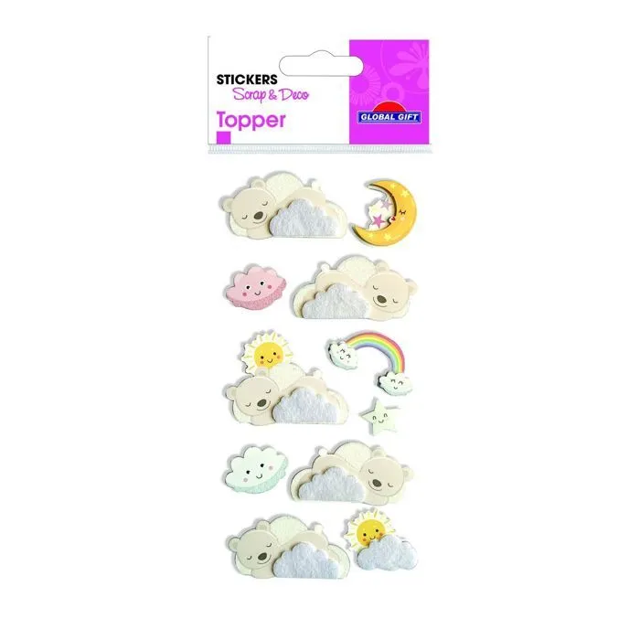11 Autocollants 3D - Enfants dodo - Paillettes-1