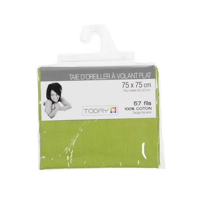 Taie d'oreiller - Coton - Vert olive - 75 x 75 cm - Lavable à 40°C - Tissage serré-1