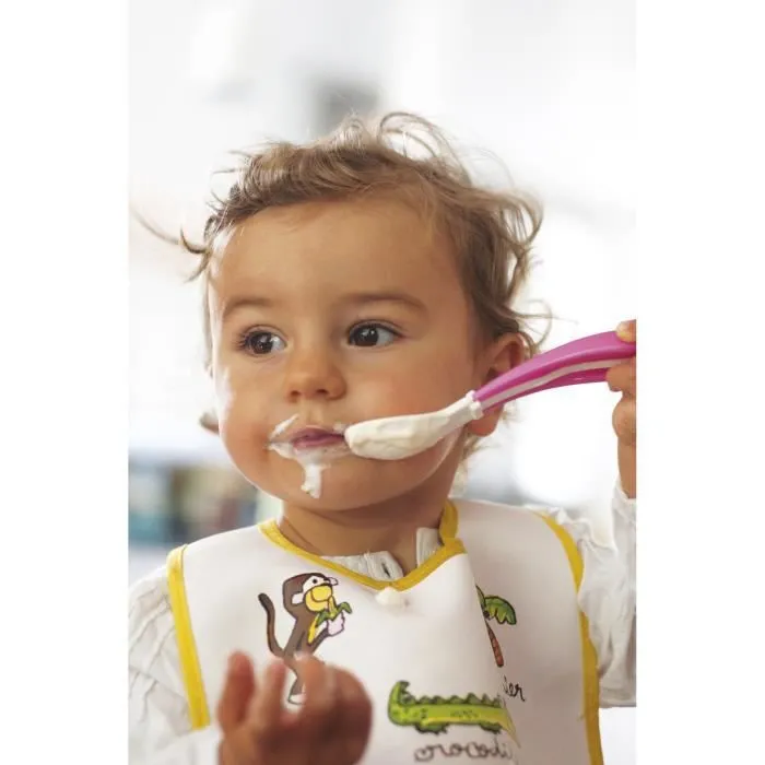 MILL'O BÉBÉ Lot de 2 couverts ergonomiques (cuillère, fourchette) - Blanc grenadine - Sous blister-2