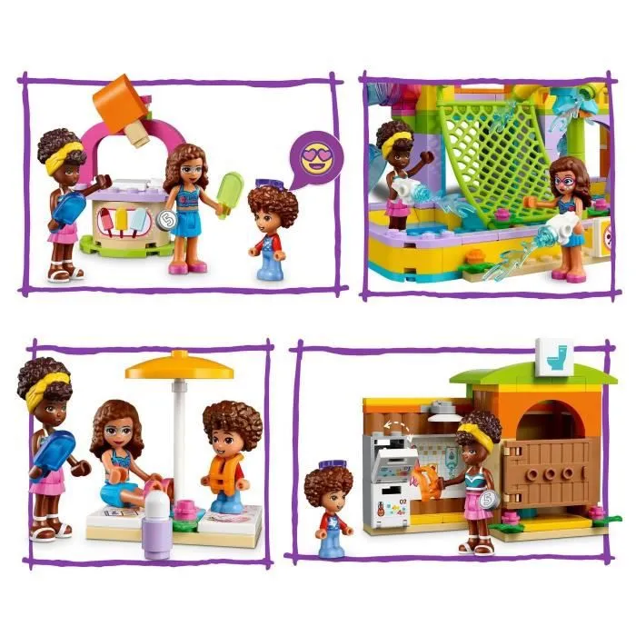 LEGO® 41720 Friends Le Parc Aquatique, Jouet d'Été à Construire pour Enfants de 6 Ans, avec Mini-Poupées, Toboggans et Aquarium-2