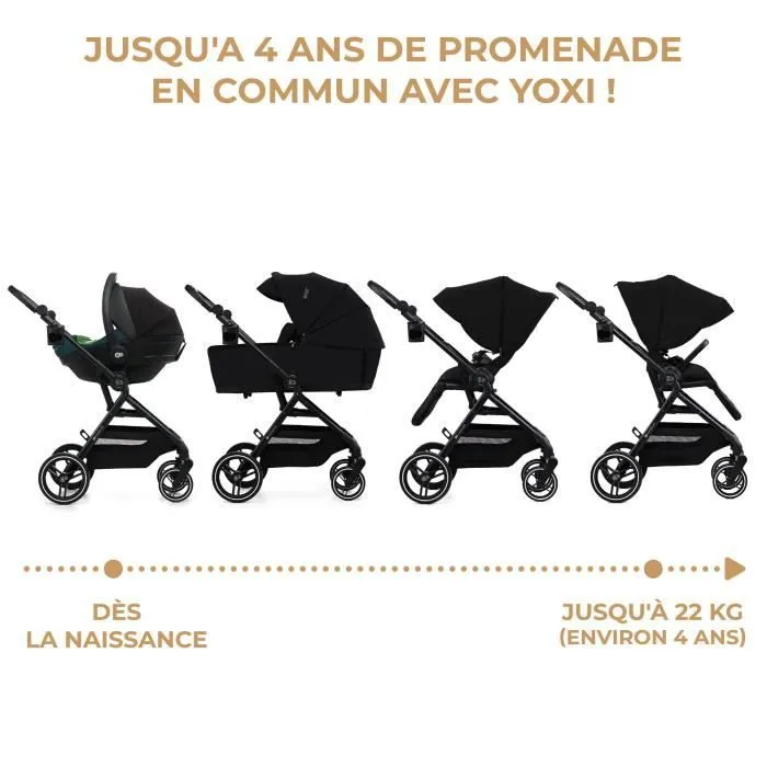 Poussette multifonctionnelle 2 en 1 - KINDERKRAFT YOXI - Légère et maniable - imperméable avec filtre UPF50+ - jusqu'à 4 ans - Noir-2