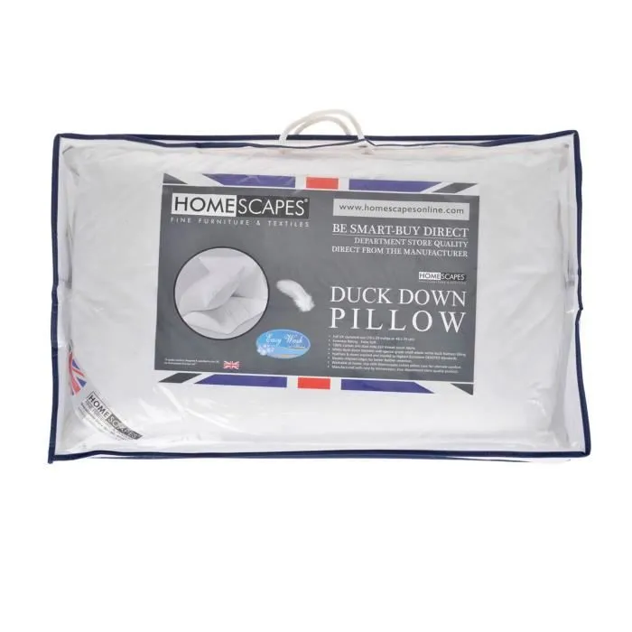 Oreiller en plumes et duvet de canard - HOMESCAPES - 50 x 75 cm - Ultra moelleux et gonflant-0