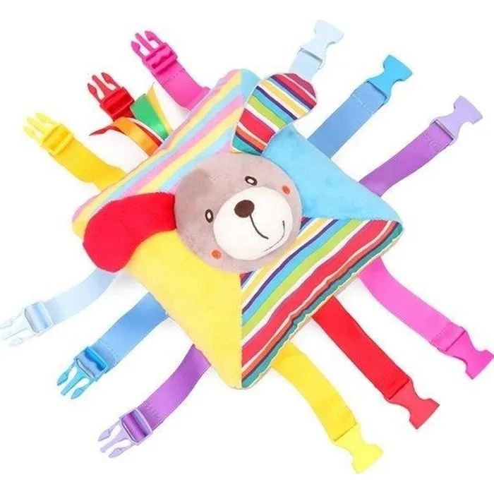 Coussin avec boucles à relier jeu enfant Montessori - Marque - Modèle - Multicolore - Mixte - Enfant-0