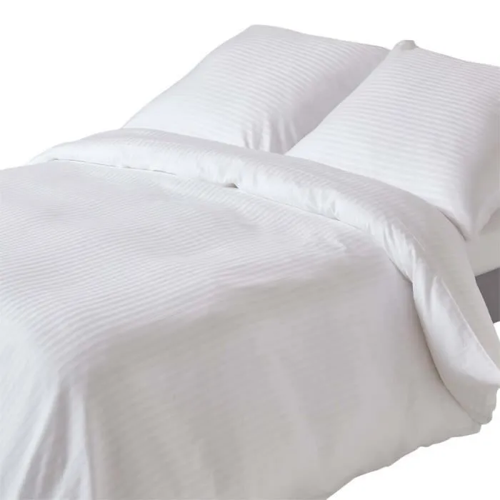 Parure de lit - Homescapes - Blanc 100% coton Egyptien 330 fils - Rayures - Elégance - Chic-0