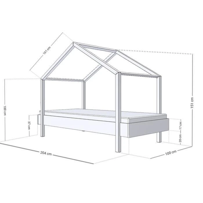 Lit Cabane Enfant X Modular Generique A Lattes Blanc Bois Massif Enfant