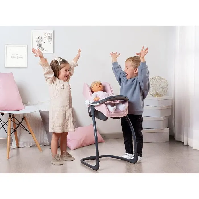 Smoby - Bébé Confort - Siège + Chaise Haute 3 en 1 - Pour Poupons et Poupées - Fonction Balancelle-3