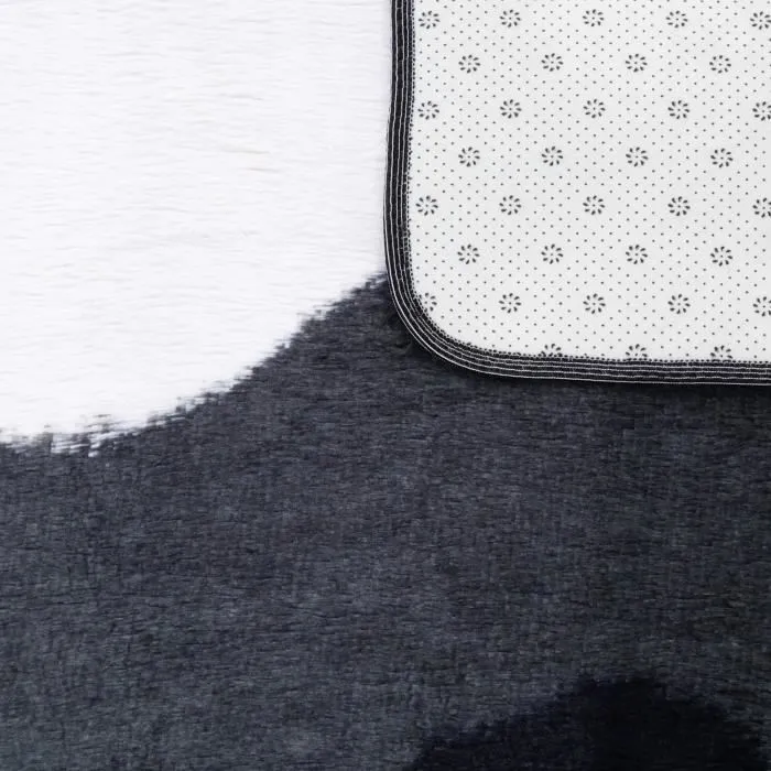 Tapis salon shaggy 120 x 160 cm - descente de lit chambre grande taille tapis poils longs moderne Vagues noires blanches grises-1