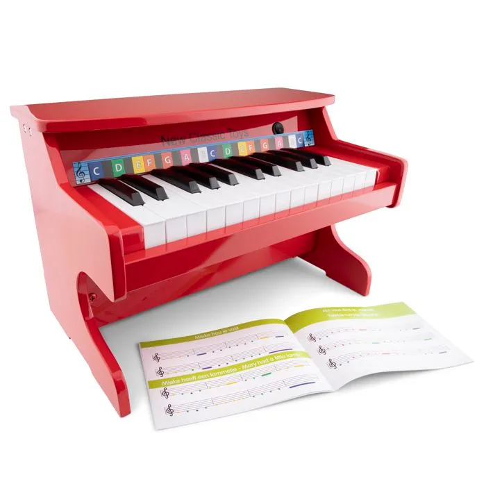 Piano en bois pour enfant - NEW CLASSIC TOYS - E-Piano 25 touches junior - Amplificateur intégré - Rouge-3