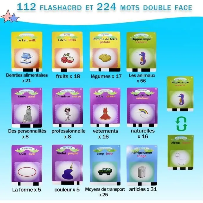 Jeux éducatifs - Non spécifié - Cartes Flash Parlantes - 112 Feuilles - Multicolore - Pour enfants de 1 à 6 ans-1