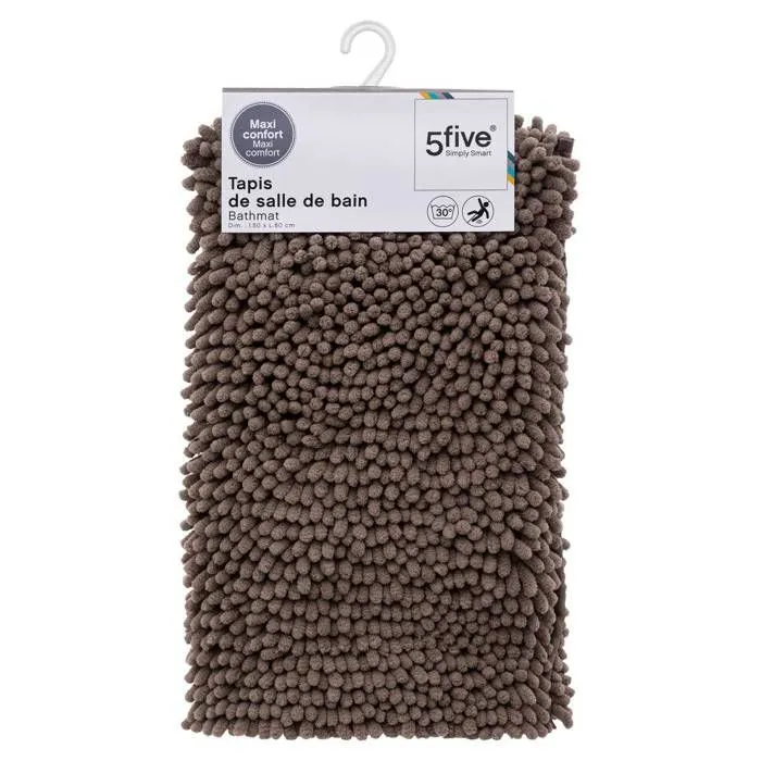 Tapis de bain maxi chenille - FIVE - Gris - 80x50 cm-2